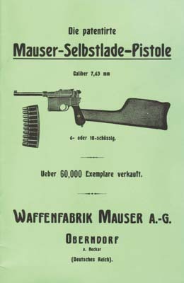 Die patentierte Mauser-Selbstlade-Pistole, Kaliber 7,63 mm, 6- od. 10-schüssig