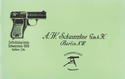 Selbstladepistole Schwarzlose 1909, Kaliber 7,65 mm